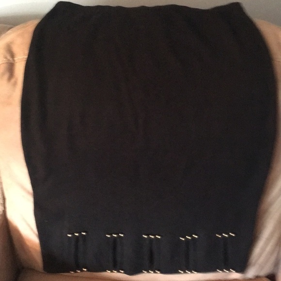 Etincelle Couture Black Knit Skirt w Studs and Slit Cutouts Vintage - Picture 4 of 5